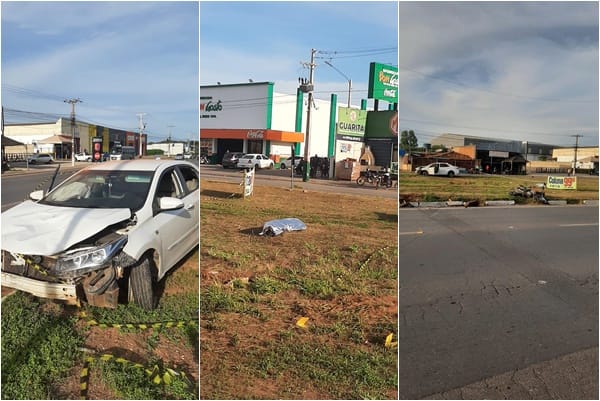 Motorista de Corolla perde o controle, atropela e mata motociclista em Várzea Grande