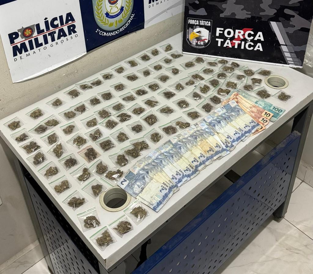 Adolescente é flagrado pela PM  vendendo porções de maconha em Cuiabá