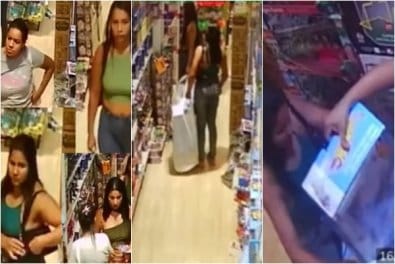 Mulheres são flagradas por câmeras durante furto em loja de brinquedos em shopping center