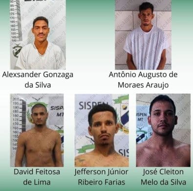 Cinco presos escalam muro com corda artesanal e fogem de penitenciária em Mato Grosso