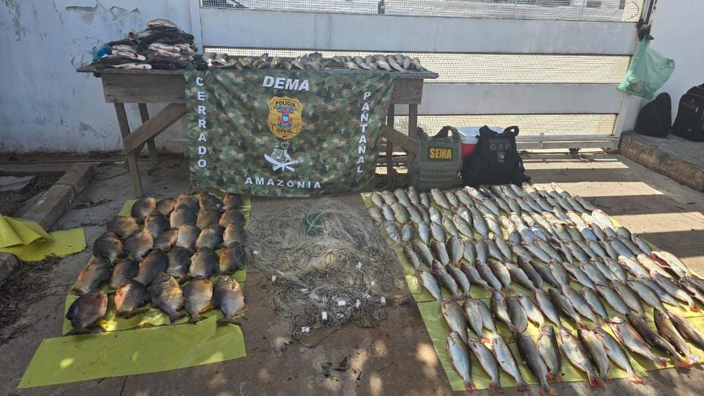 Ação integrada combate pesca predatória no rio Cuiabá e apreende centenas de pescado