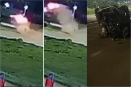 BMW em alta velocidade 'voa' ao subir em canteiro e capota várias vezes; veja vídeo