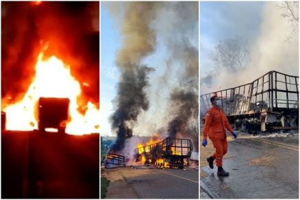 Colisão entre carretas provoca explosão e mata um motorista na rodovia BR-174; veja vídeos