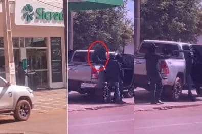Bando armado invade agência do Sicredi e foge com dois reféns; PM realiza cerco - (vídeos)