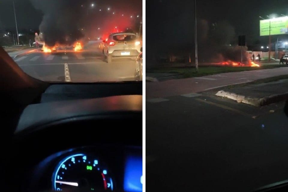 Moradores queimam pneus em protesto por mais segurança em avenida de Cuiabá; vídeo