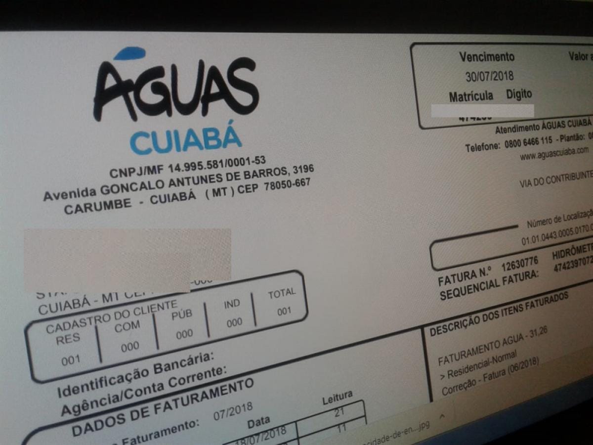 Águas Cuiabá cobra dívida de terceiro e terá que devolver em dobro com indenização