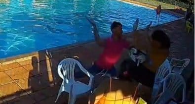 Homem agride mulher em clube esportivo em MT na frente dos filhos; veja vídeo