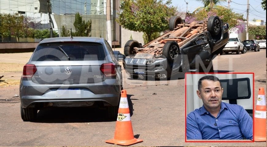 Motorista embriagado foge de oficial de Justiça e acerta caminhonete com secretário