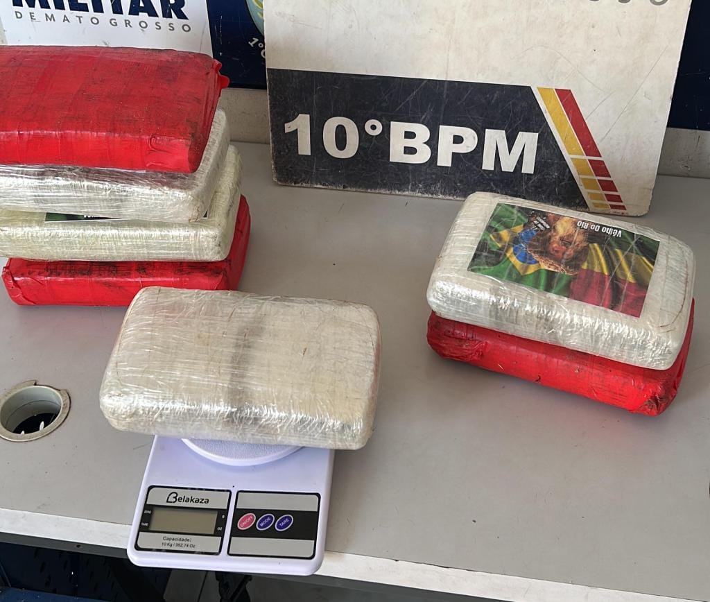 PM apreende sete tabletes de maconha e prende casal por tráfico de drogas em Cuiabá