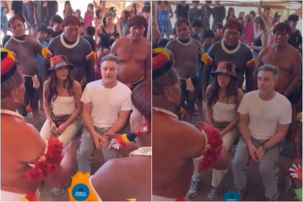 Anitta e Luciano Huck visitam aldeia no Xingu em MT