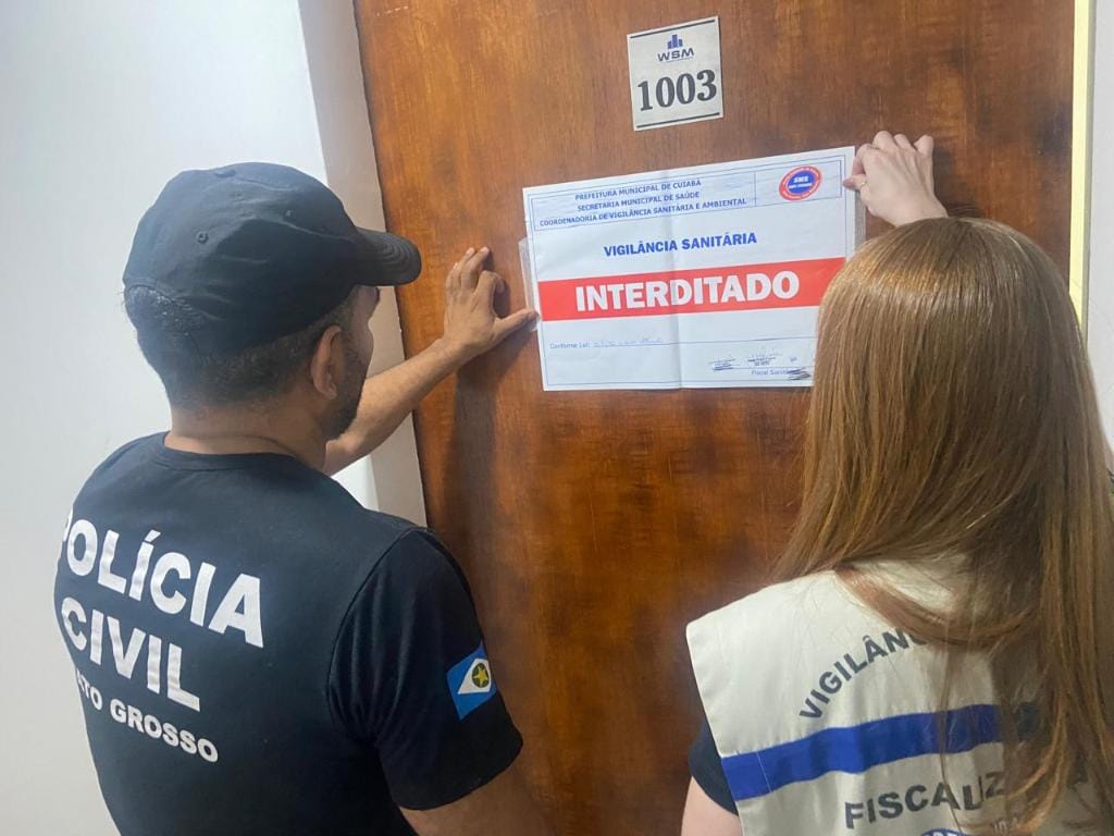 PC e Vigilância Sanitária interditam clínica de estética e empresa de ambulância em Cuiabá