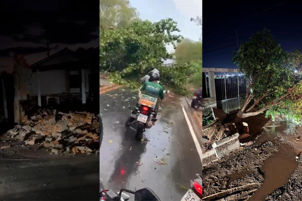 Chuva rápida com vendaval causou estragos em 7 bairros e destelhou escola e 100 casas