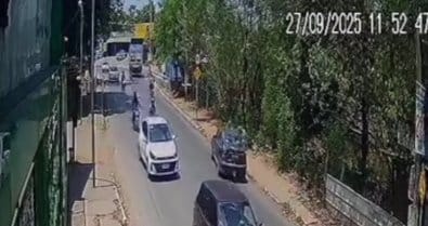 Câmera registra queda de veículo em córrego após motorista perder direção