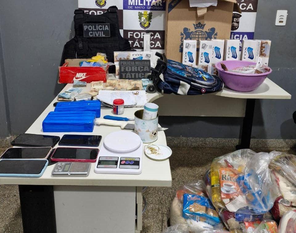 Casal é preso com drogas, cestas básicas de facção e animal silvestre abatido