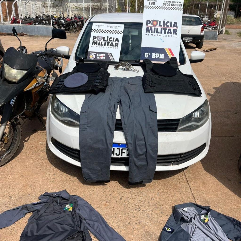 Integrantes de facção são presos com coletes e fardas da PM após tentativa de homicídio em MT
