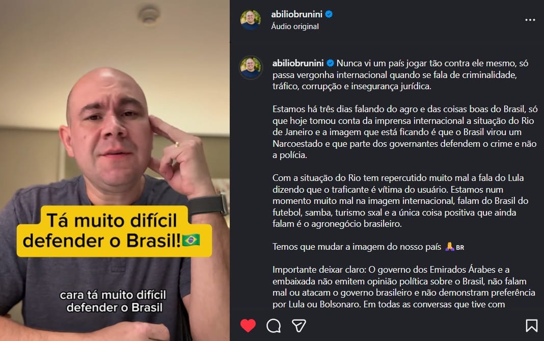 Abilio diz que está “difícil defender o Brasil” e critica governo Lula por insegurança jurídica e instabilidade política