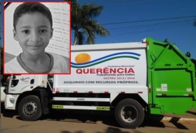 Criança morre atropelada por caminhão de lixo enquanto andava de bicicleta
