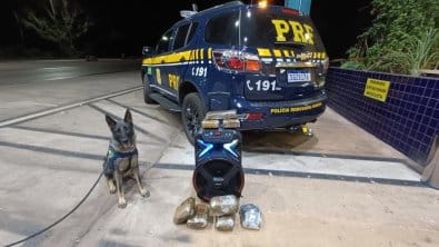 Passageira é presa pela PRF com drogas escondidas dentro de caixa de som em ônibus