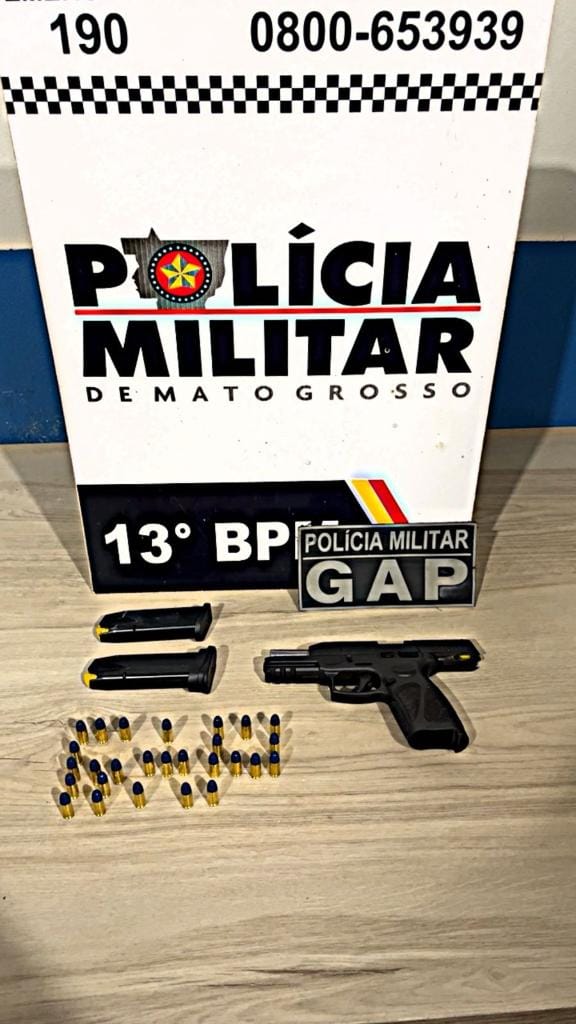 PM prende homem por porte ilegal de arma de fogo em Lucas do Rio Verde