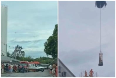 Trabalhadores passam mal em caixa d’água e são resgatados de helicóptero em Cuiabá