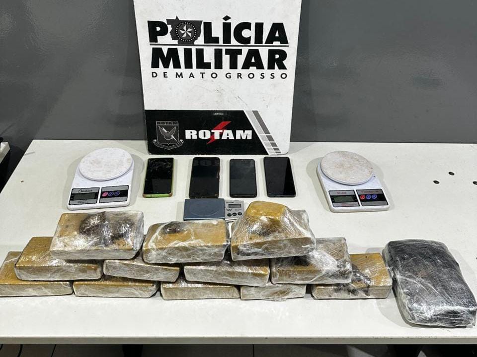 Rotam prende quatro homens e apreende 13 tabletes de maconha em Várzea Grande