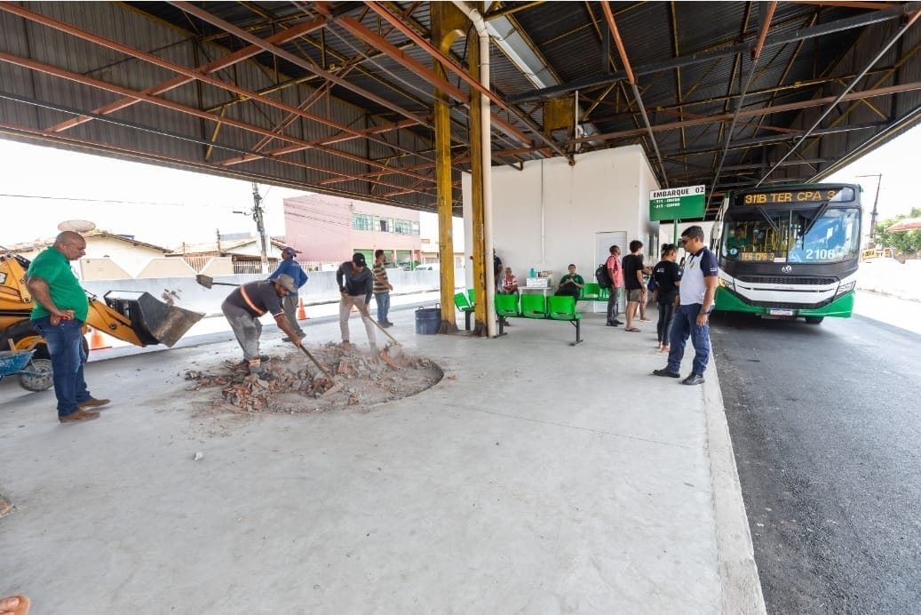 Obras no Terminal do CPA 3 melhoram acesso e circulação de ônibus e de passageiros