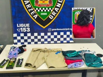 Mulher é presa pela GM por furtar roupas de loja na região central de Várzea Grande