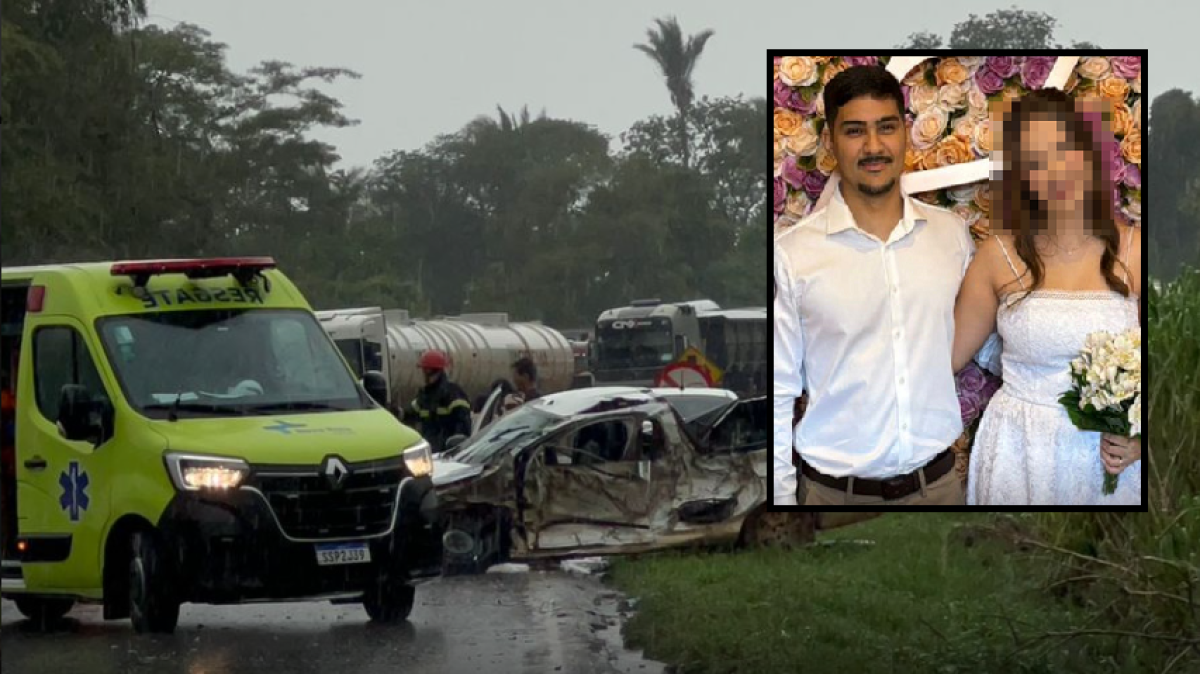 Morto em acidente havia se casado de manhã e viajava para lua de mel; esposa ficou ferida