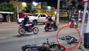 Motociclista morre após ser atropelado por caminhão em frente à igreja em Várzea Grande