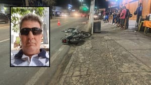 Câmera flagra momento em que motociclista é atropelado por caminhão em Várzea Grande