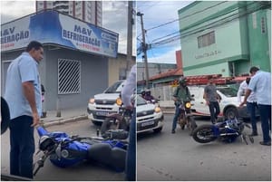 Presidente da Câmara atropela motociclista na região central de Várzea Grande; veja vídeo