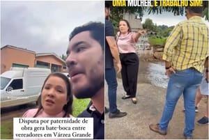 Vereadores de VG protagonizam bate-boca em frente à obra de escola paralisada; veja