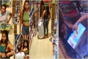Mulheres são flagradas por câmeras durante furto em loja de brinquedos em shopping center