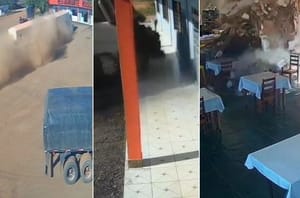 Caminhão desgovernado destrói restaurante às margens da BR-174 em MT; veja vídeo