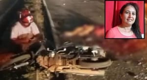 Mulher morre e marido fica gravemente ferido em acidente entre moto e caminhão