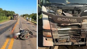 Indígena morre após perder controle de motocicleta e bater de frente com carreta