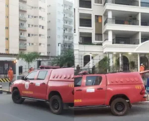 Sofá de apartamento pega fogo e moradores de prédio de luxo são evacuados em Cuiabá