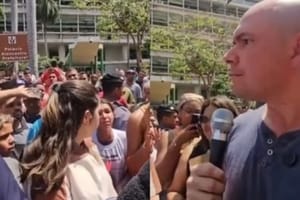 “Estão mentindo para vocês”, diz Abilio sobre ministro e deputados a manifestantes na prefeitura