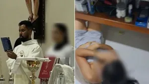 Jovem flagrada de pijama com padre em casa paroquial em MT registra B.O após vídeo viralizar