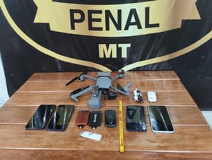 Polícia Penal intercepta drone com carga de telefones e acessórios