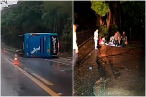 Ônibus que saiu de Mato Grosso capota em Goiás e deixa três pessoas mortas e 35 feridas