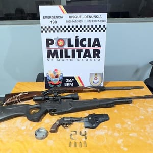 Adolescente aciona a PM após mãe ser agredida e padrasto é preso  com armas em Cuiabá