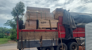 PM apreende caminhão carregado com carga irregular de madeira em Várzea Grande