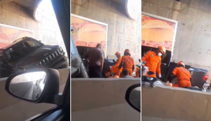 Engavetamento com cinco veículos deixa três feridos em trincheira na Miguel Sutil