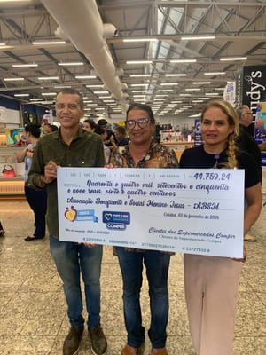 Associação Beneficente e Social Menino Jesus  recebe R$ 44,7 mil de doação do Comper